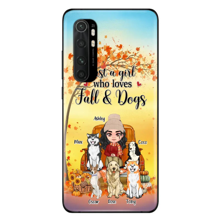 Personalized Dog Mom Fall Season Phone Case - Autumn Gift Idea For Dog Owners - Up to 5 Dogs - Case For Xiaomi/Oppo/Huawei - Just A Girl Who Loves Fall & Dogs