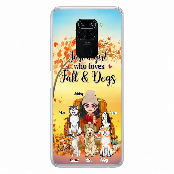 Personalized Dog Mom Fall Season Phone Case - Autumn Gift Idea For Dog Owners - Up to 5 Dogs - Case For Xiaomi/Oppo/Huawei - Just A Girl Who Loves Fall & Dogs