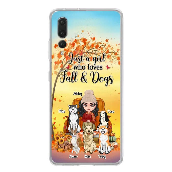 Personalized Dog Mom Fall Season Phone Case - Autumn Gift Idea For Dog Owners - Up to 5 Dogs - Case For Xiaomi/Oppo/Huawei - Just A Girl Who Loves Fall & Dogs