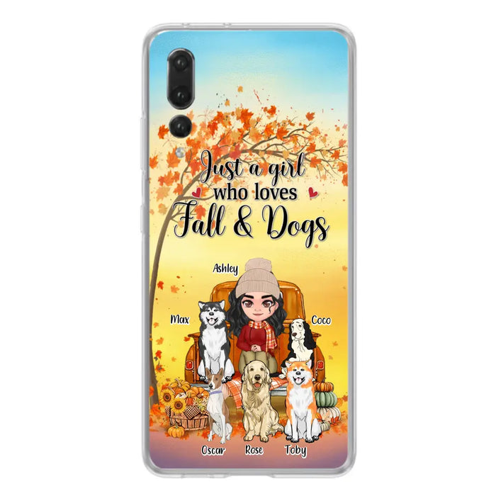Personalized Dog Mom Fall Season Phone Case - Autumn Gift Idea For Dog Owners - Up to 5 Dogs - Case For Xiaomi/Oppo/Huawei - Just A Girl Who Loves Fall & Dogs