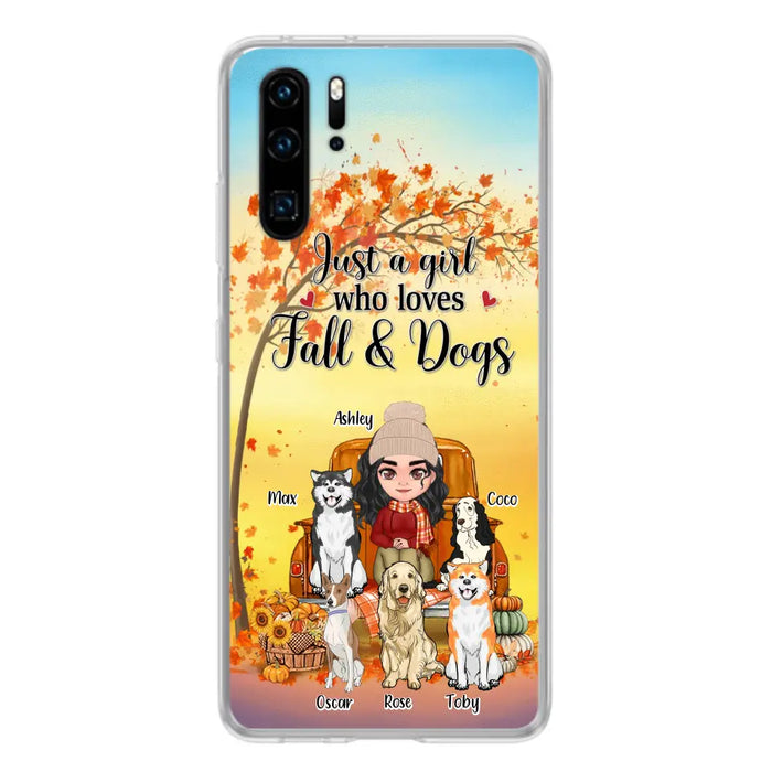 Personalized Dog Mom Fall Season Phone Case - Autumn Gift Idea For Dog Owners - Up to 5 Dogs - Case For Xiaomi/Oppo/Huawei - Just A Girl Who Loves Fall & Dogs