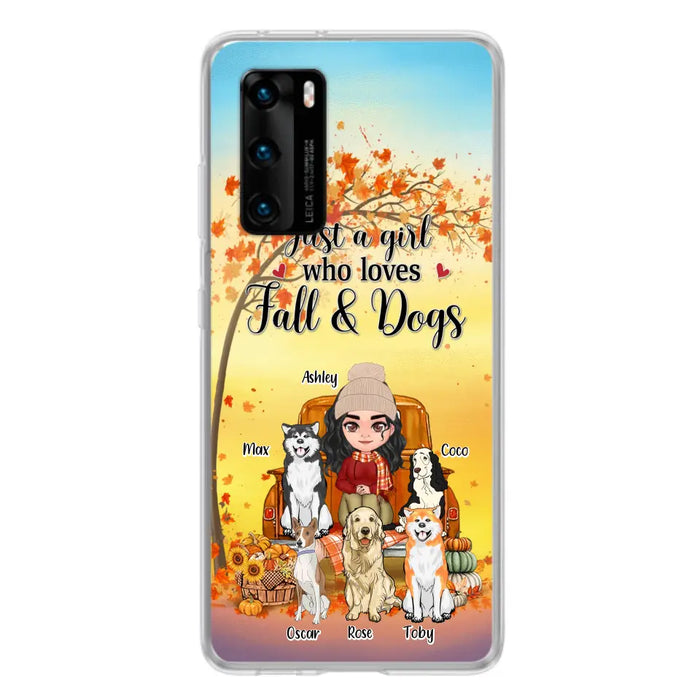 Personalized Dog Mom Fall Season Phone Case - Autumn Gift Idea For Dog Owners - Up to 5 Dogs - Case For Xiaomi/Oppo/Huawei - Just A Girl Who Loves Fall & Dogs