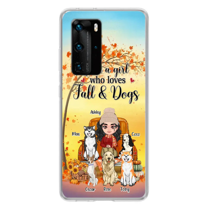 Personalized Dog Mom Fall Season Phone Case - Autumn Gift Idea For Dog Owners - Up to 5 Dogs - Case For Xiaomi/Oppo/Huawei - Just A Girl Who Loves Fall & Dogs