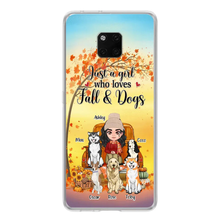 Personalized Dog Mom Fall Season Phone Case - Autumn Gift Idea For Dog Owners - Up to 5 Dogs - Case For Xiaomi/Oppo/Huawei - Just A Girl Who Loves Fall & Dogs