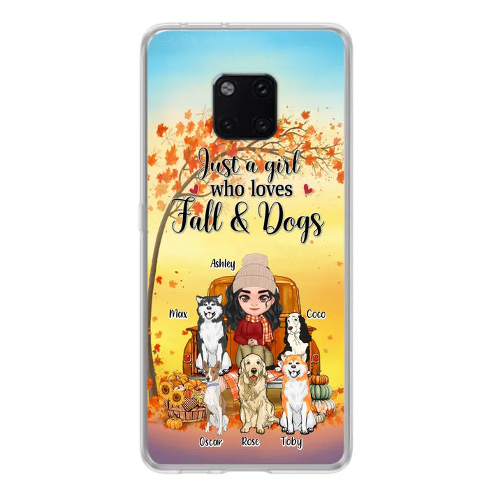 Personalized Dog Mom Fall Season Phone Case - Autumn Gift Idea For Dog Owners - Up to 5 Dogs - Case For Xiaomi/Oppo/Huawei - Just A Girl Who Loves Fall & Dogs
