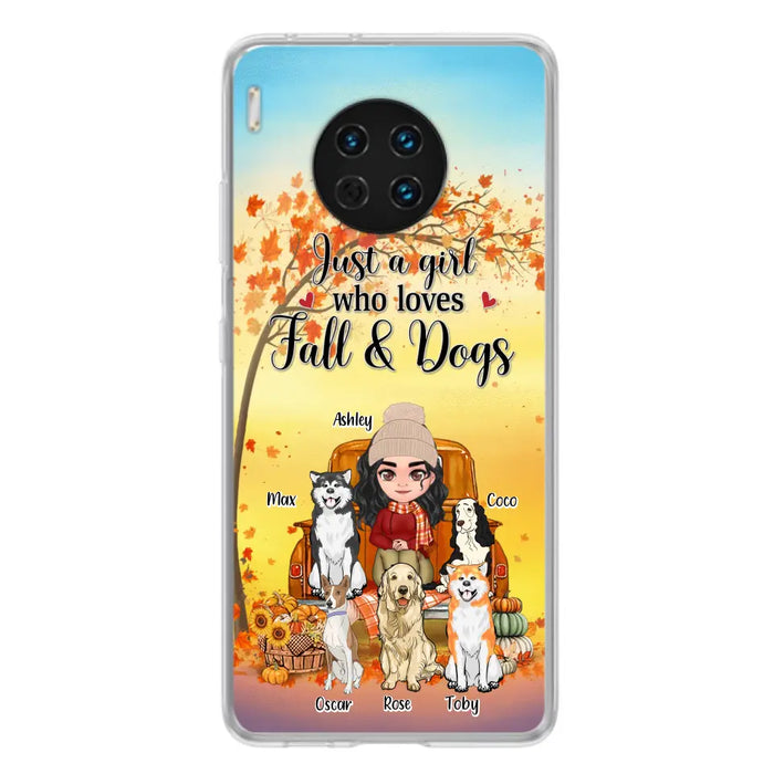 Personalized Dog Mom Fall Season Phone Case - Autumn Gift Idea For Dog Owners - Up to 5 Dogs - Case For Xiaomi/Oppo/Huawei - Just A Girl Who Loves Fall & Dogs