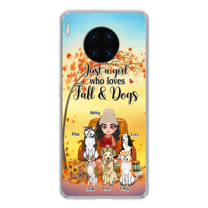 Personalized Dog Mom Fall Season Phone Case - Autumn Gift Idea For Dog Owners - Up to 5 Dogs - Case For Xiaomi/Oppo/Huawei - Just A Girl Who Loves Fall & Dogs