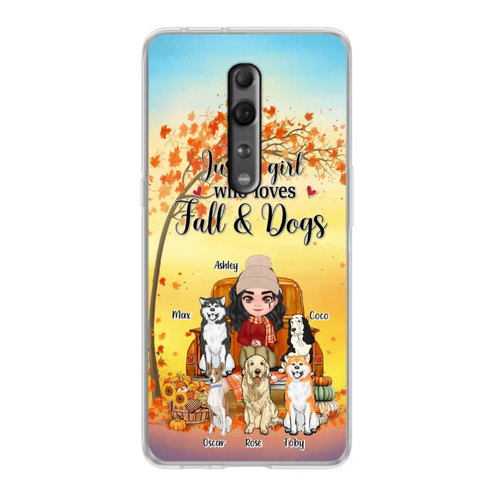 Personalized Dog Mom Fall Season Phone Case - Autumn Gift Idea For Dog Owners - Up to 5 Dogs - Case For Xiaomi/Oppo/Huawei - Just A Girl Who Loves Fall & Dogs