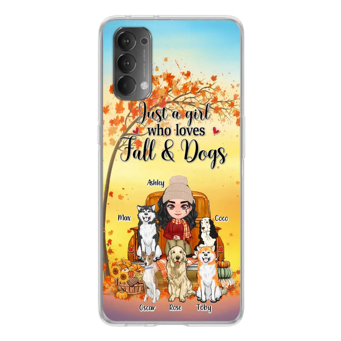 Personalized Dog Mom Fall Season Phone Case - Autumn Gift Idea For Dog Owners - Up to 5 Dogs - Case For Xiaomi/Oppo/Huawei - Just A Girl Who Loves Fall & Dogs