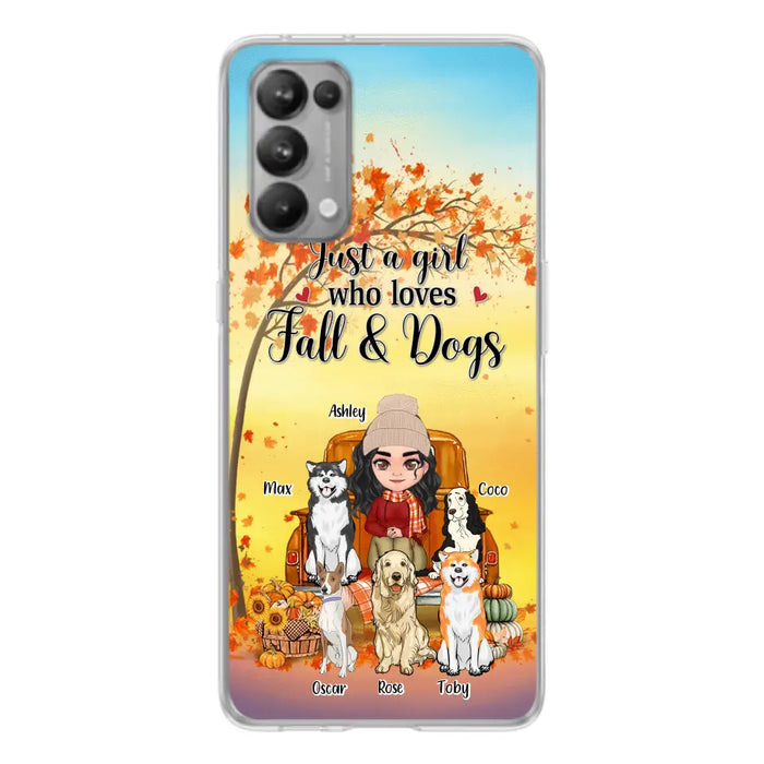 Personalized Dog Mom Fall Season Phone Case - Autumn Gift Idea For Dog Owners - Up to 5 Dogs - Case For Xiaomi/Oppo/Huawei - Just A Girl Who Loves Fall & Dogs