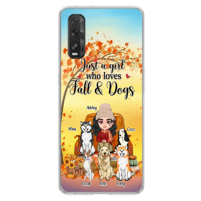 Personalized Dog Mom Fall Season Phone Case - Autumn Gift Idea For Dog Owners - Up to 5 Dogs - Case For Xiaomi/Oppo/Huawei - Just A Girl Who Loves Fall & Dogs