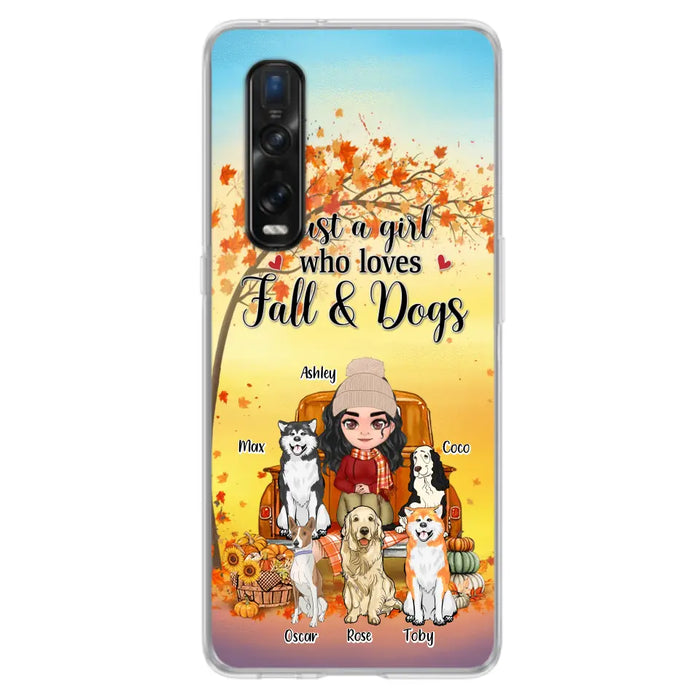Personalized Dog Mom Fall Season Phone Case - Autumn Gift Idea For Dog Owners - Up to 5 Dogs - Case For Xiaomi/Oppo/Huawei - Just A Girl Who Loves Fall & Dogs