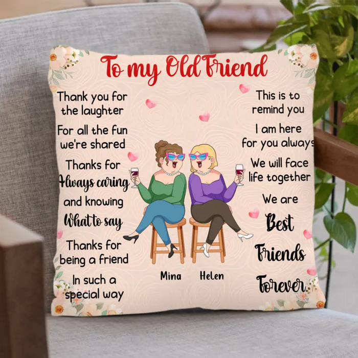 Personalized Old Friends Pillow Cover/Fleece Throw Blanket/Quilt - Gift Idea For Friends/Sisters - To My Old Friend Thank You