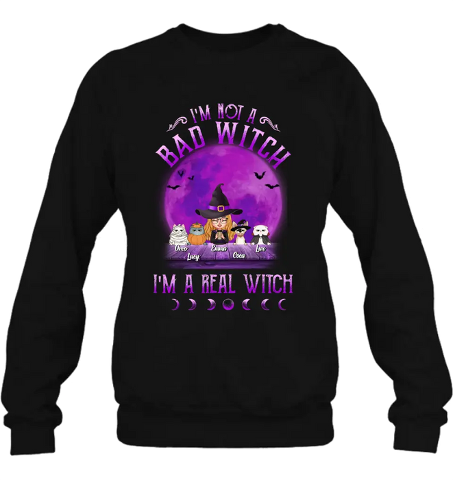 Personalized Witch Shirt/Hoodie - Gift Idea For Halloween/Witch Lovers - Up to 4 Pets - I'm Not A Bad Witch I'm A Real Witch