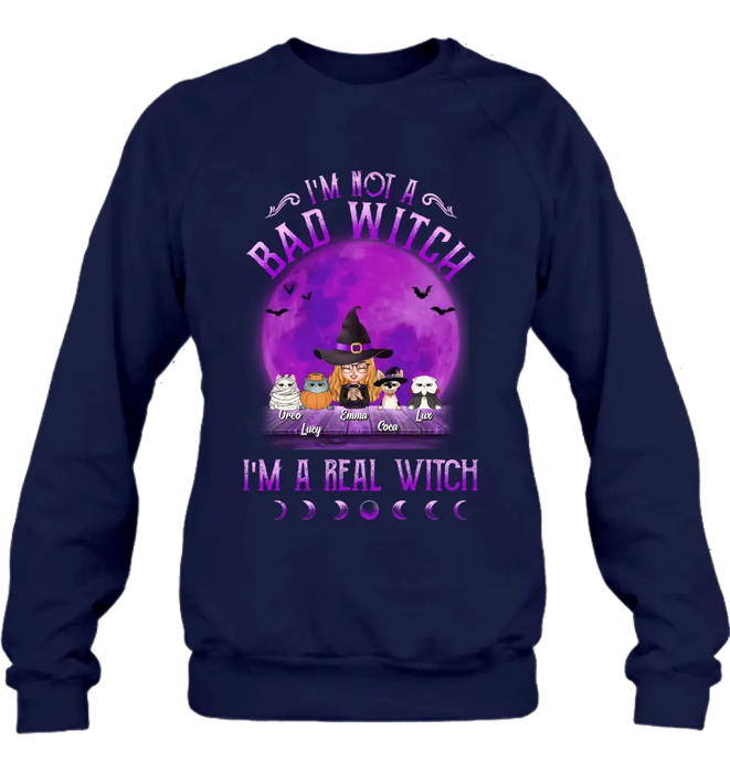 Personalized Witch Shirt/Hoodie - Gift Idea For Halloween/Witch Lovers - Up to 4 Pets - I'm Not A Bad Witch I'm A Real Witch