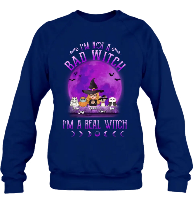 Personalized Witch Shirt/Hoodie - Gift Idea For Halloween/Witch Lovers - Up to 4 Pets - I'm Not A Bad Witch I'm A Real Witch