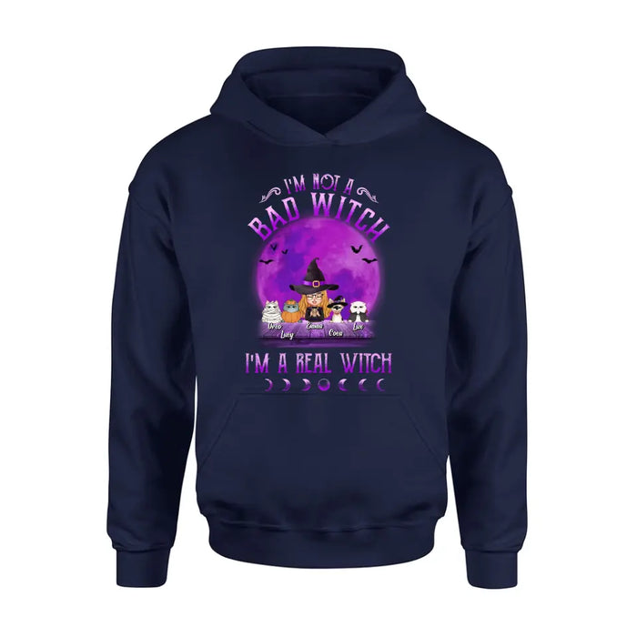 Personalized Witch Shirt/Hoodie - Gift Idea For Halloween/Witch Lovers - Up to 4 Pets - I'm Not A Bad Witch I'm A Real Witch
