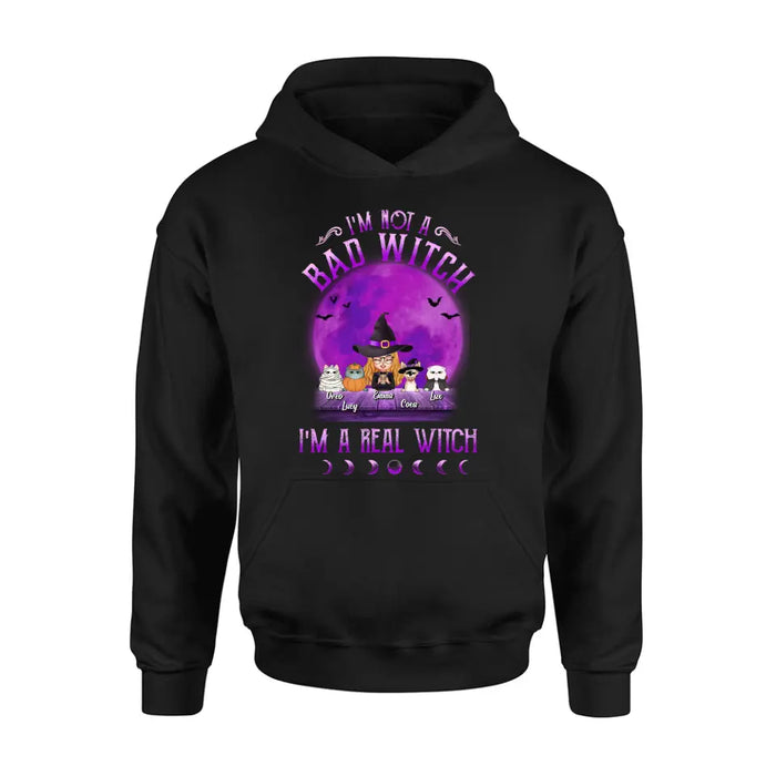 Personalized Witch Shirt/Hoodie - Gift Idea For Halloween/Witch Lovers - Up to 4 Pets - I'm Not A Bad Witch I'm A Real Witch