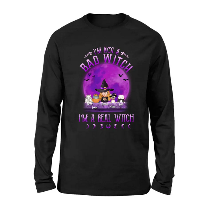 Personalized Witch Shirt/Hoodie - Gift Idea For Halloween/Witch Lovers - Up to 4 Pets - I'm Not A Bad Witch I'm A Real Witch