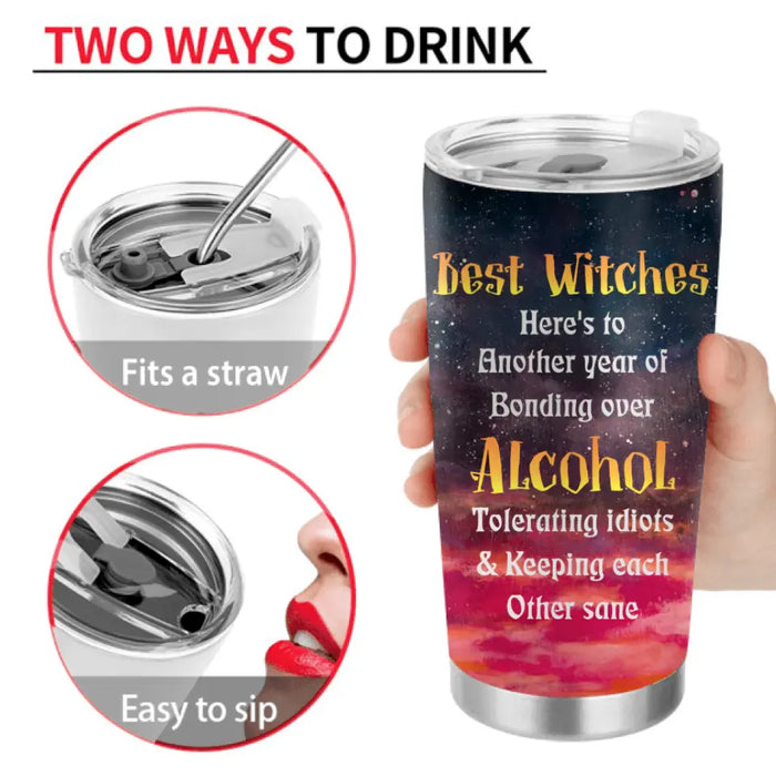 Personalized Witch Tumbler - Gift Idea For Halloween/Witch Lovers/Besties - Up to 2 Girls - Witches By Nature Bitches By Choice