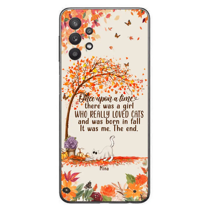 Personalized Cat & Fall Phone Case - Up to 6 Cats - Autumn Gift For Cat Lover - Once Upon A Time - Case For iPhone And Samsung