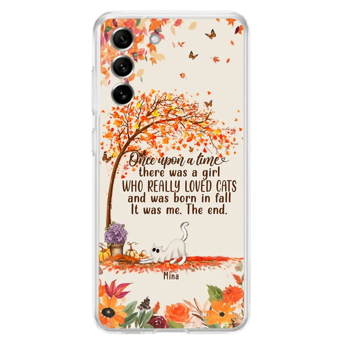 Personalized Cat & Fall Phone Case - Up to 6 Cats - Autumn Gift For Cat Lover - Once Upon A Time - Case For iPhone And Samsung