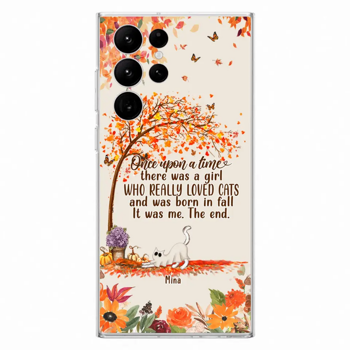 Personalized Cat & Fall Phone Case - Up to 6 Cats - Autumn Gift For Cat Lover - Once Upon A Time - Case For iPhone And Samsung