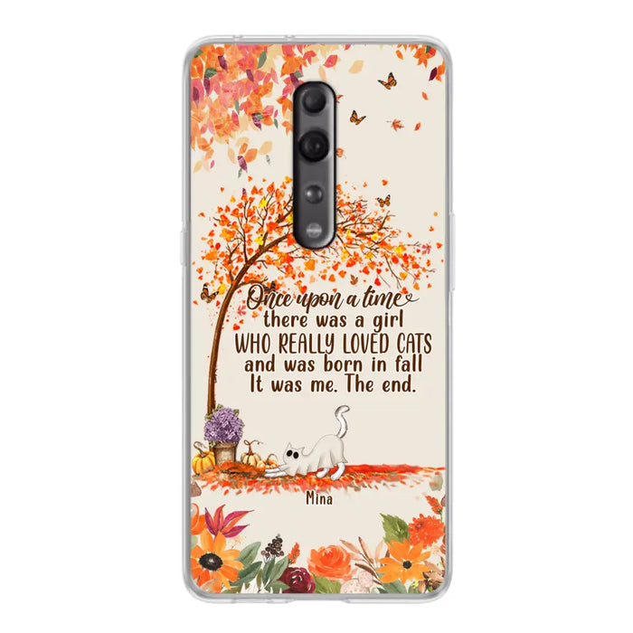 Personalized Cat & Fall Phone Case - Up to 6 Cats - Autumn Gift For Cat Lover - There Was A Girl Who Really Loved Cats And Was Born In Fall - Case For Xiaomi/Oppo/Huawei