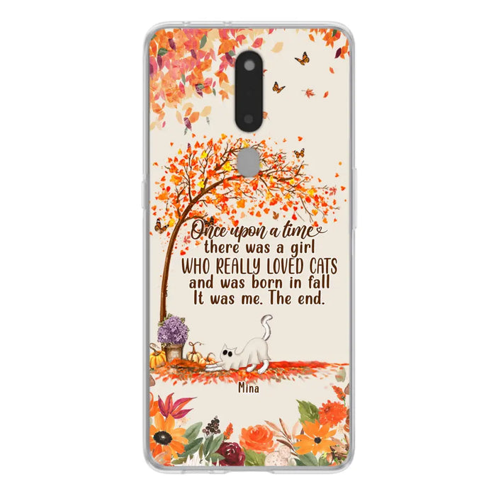 Personalized Cat & Fall Phone Case - Up to 6 Cats - Autumn Gift For Cat Lover - There Was A Girl Who Really Loved Cats And Was Born In Fall - Case For Xiaomi/Oppo/Huawei