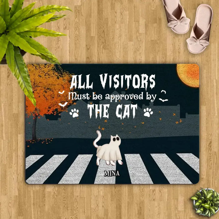 Personalized Halloween Cat Boo Doormat - Up to 6 Cats - Gift Idea For Cat Lovers - All Visitors Must Be Approved By The Cats