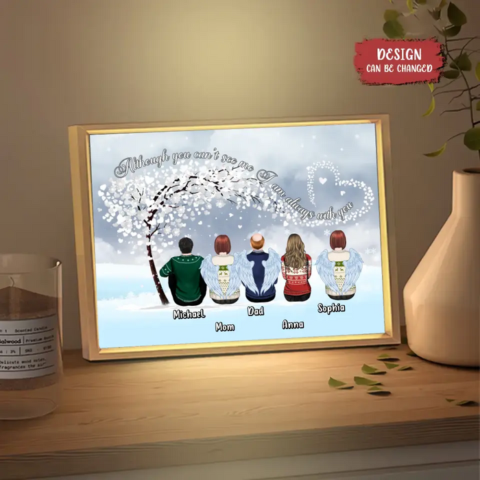 Personalized Memorial Family Lighting Frame Canvas - Christmas Memorial Gift For Family Member - Up to 5 People - Although You Can't See Me I Am Always With You