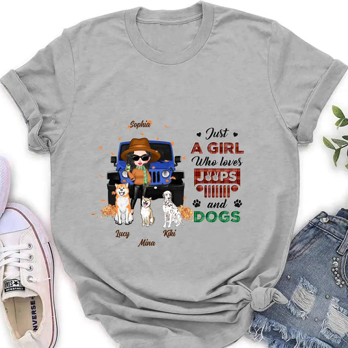 Personalized Off-road Autumn Girl Shirt/Hoodie - Gift Idea For Girl/Dog Lovers - Up to 3 Dogs