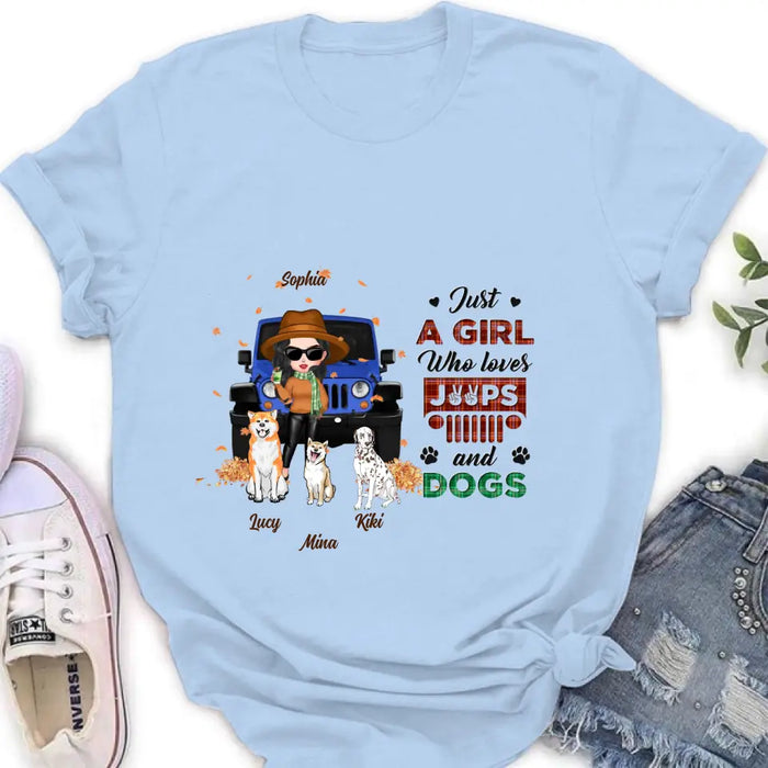 Personalized Off-road Autumn Girl Shirt/Hoodie - Gift Idea For Girl/Dog Lovers - Up to 3 Dogs