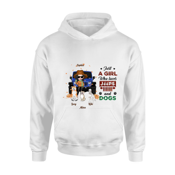 Personalized Off-road Autumn Girl Shirt/Hoodie - Gift Idea For Girl/Dog Lovers - Up to 3 Dogs