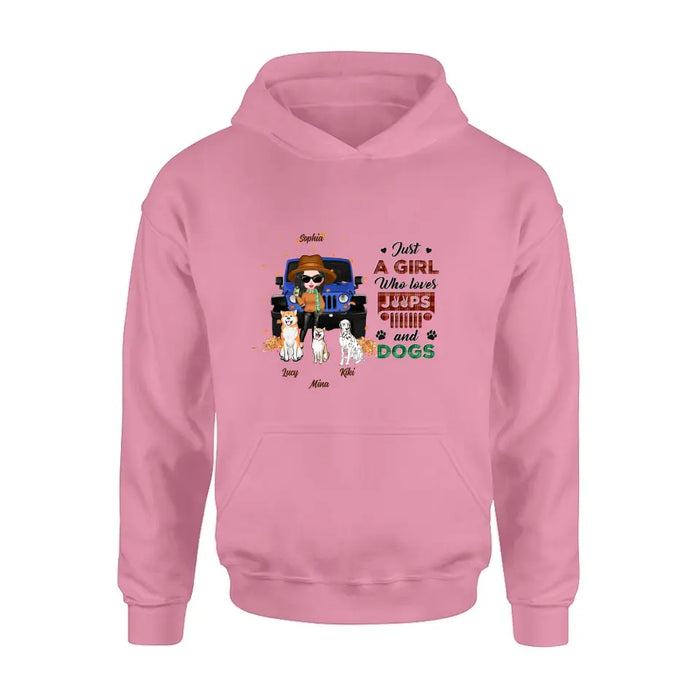 Personalized Off-road Autumn Girl Shirt/Hoodie - Gift Idea For Girl/Dog Lovers - Up to 3 Dogs