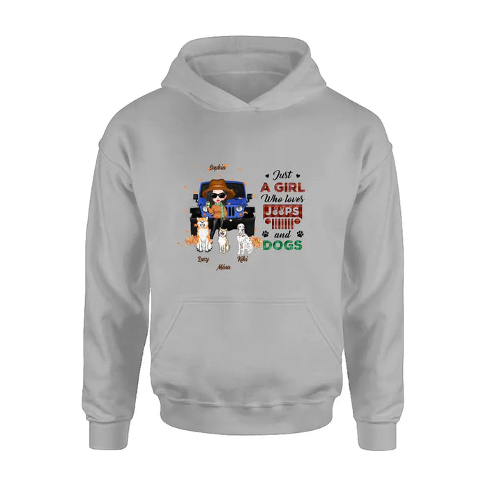 Personalized Off-road Autumn Girl Shirt/Hoodie - Gift Idea For Girl/Dog Lovers - Up to 3 Dogs