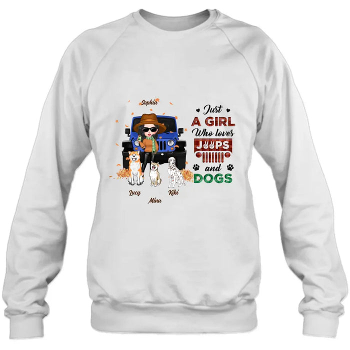 Personalized Off-road Autumn Girl Shirt/Hoodie - Gift Idea For Girl/Dog Lovers - Up to 3 Dogs