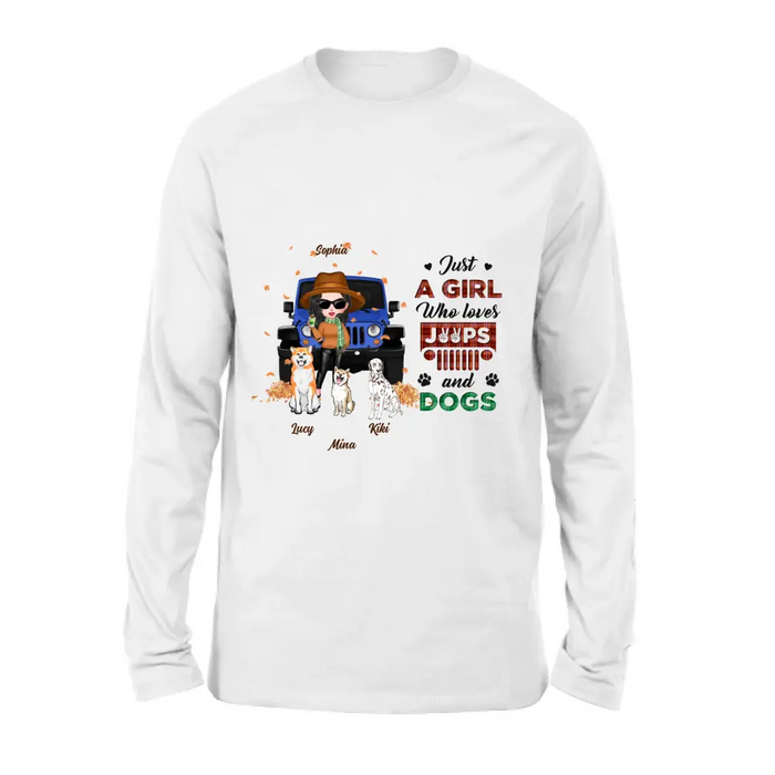 Personalized Off-road Autumn Girl Shirt/Hoodie - Gift Idea For Girl/Dog Lovers - Up to 3 Dogs