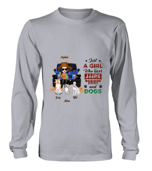 Personalized Off-road Autumn Girl Shirt/Hoodie - Gift Idea For Girl/Dog Lovers - Up to 3 Dogs