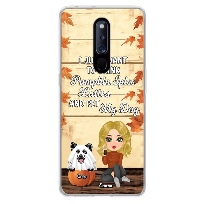 Personalized Girl Dog/Cat Phone Case - Up to 5 Pets - Autumn Gift For Dog/Cat Lover - I Just Want To Drink Pumpkin Spice Lattes And Pet My Dogs - Case For Xiaomi/Oppo/Huawei