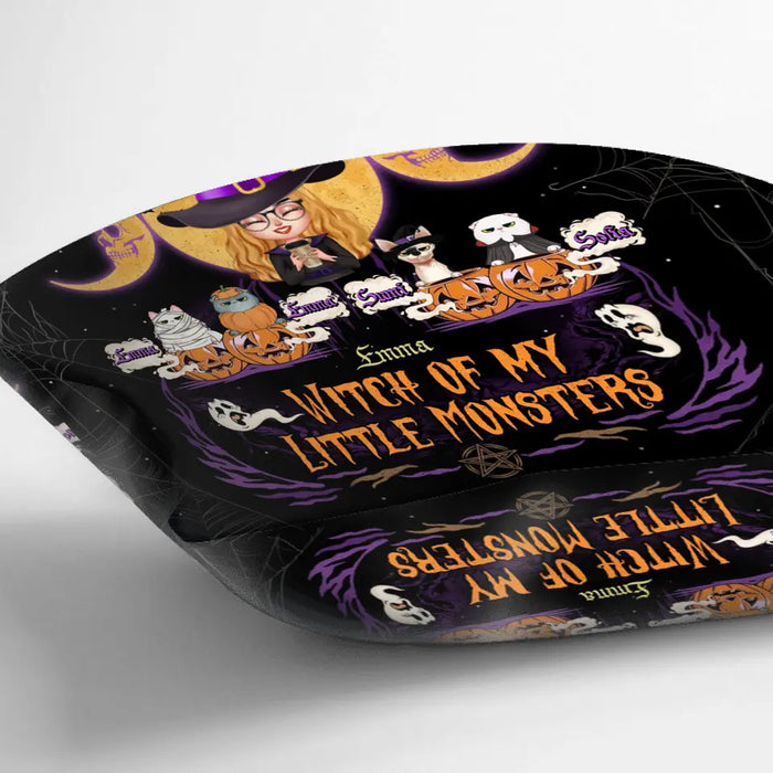 Personalized Grandma & Pet Witch Pillow Cover  - Halloween Gift For Grandma/Pet Lovers - Up to 4 Pets - I Am Witch Of My Little Monsters