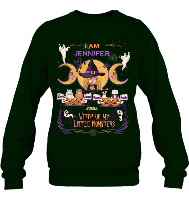 Personalized Grandma & Pet Witch Shirt/Hoodie - Halloween Gift For Grandma/Pet Lovers - Up to 4 Pets - I Am Witch Of My Little Monsters