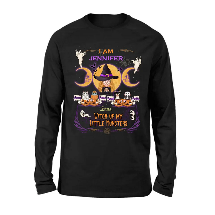 Personalized Grandma & Pet Witch Shirt/Hoodie - Halloween Gift For Grandma/Pet Lovers - Up to 4 Pets - I Am Witch Of My Little Monsters