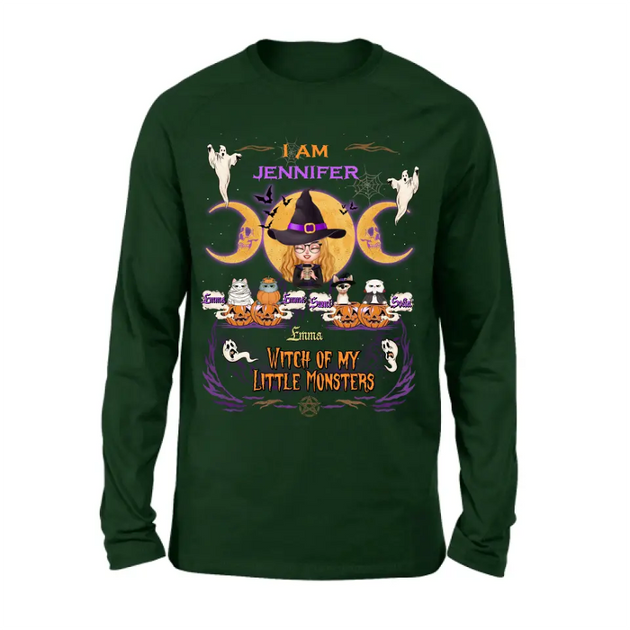 Personalized Grandma & Pet Witch Shirt/Hoodie - Halloween Gift For Grandma/Pet Lovers - Up to 4 Pets - I Am Witch Of My Little Monsters