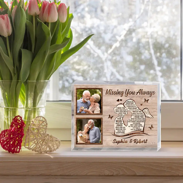 Personalized Memorial Husband Acrylic Plaque - Upload Photos - Memorial Gift Idea For Loss Husband - Missing You Always