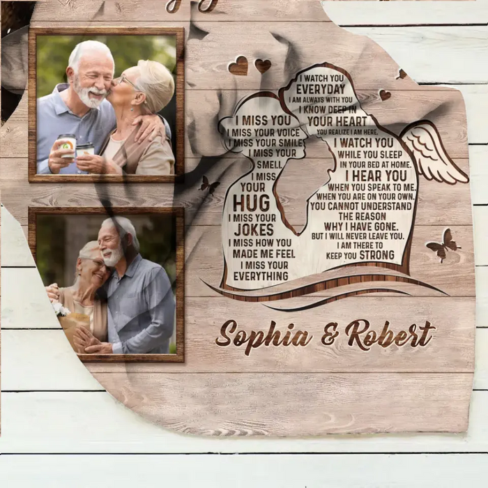 Personalized Memorial Husband Fleece Throw Blanket & Quilt - Upload Photos - Memorial Gift Idea For Loss Husband - Missing You Always