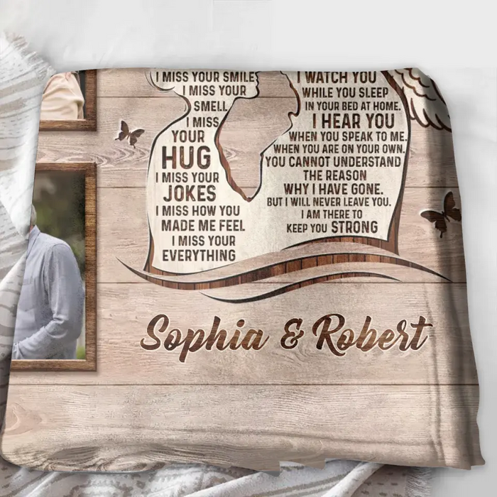 Personalized Memorial Husband Fleece Throw Blanket & Quilt - Upload Photos - Memorial Gift Idea For Loss Husband - Missing You Always