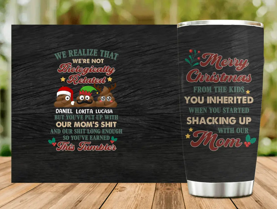Personalized Christmas Mom Tumbler - Up to 3 Kids - Gift Idea For Christmas/Mom - Merry Christmas From The Kids You Inherited