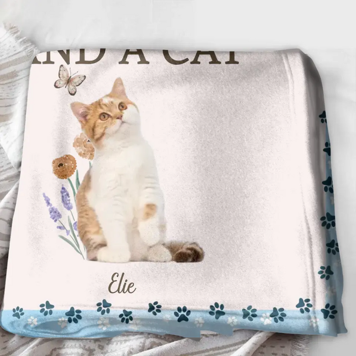 Personalized Cat Photo Fleece Throw Blanket & Quilt - Gift Idea For Cat Lover - All You Need Is Love And Cats