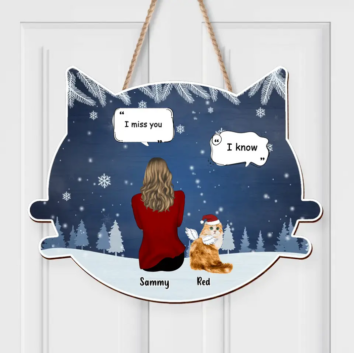 Personalized Cat Memorial Christmas Wooden Sign - Up to 4 Cats - Memorial Gift Idea For Cat Owner - I Miss You